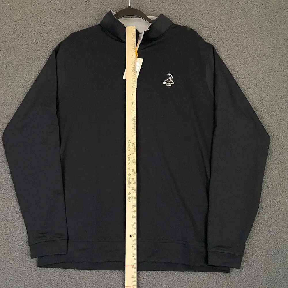Peter Millar Pinehurst Golf Pullover Mens Large Black Perth Performance 1/4 Zip